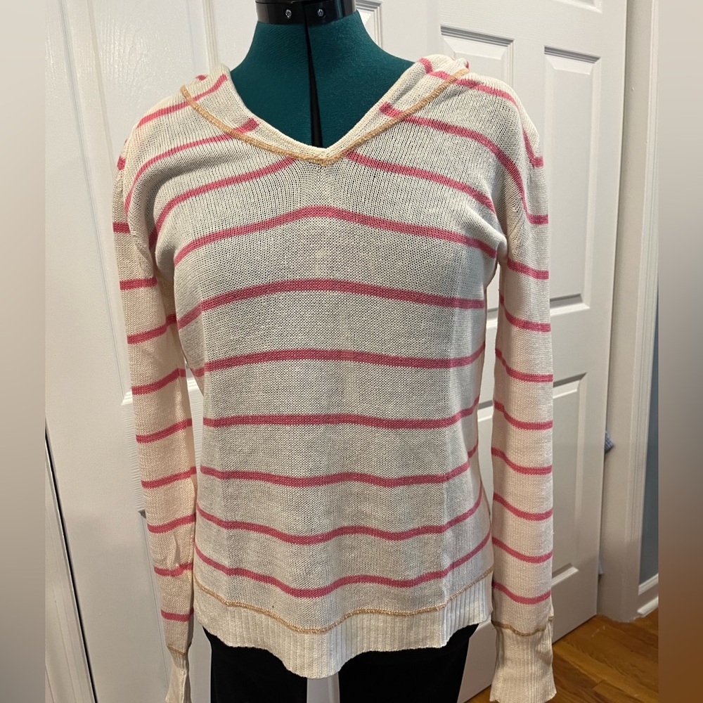 Jamison striped knit linen/cotton hoodie